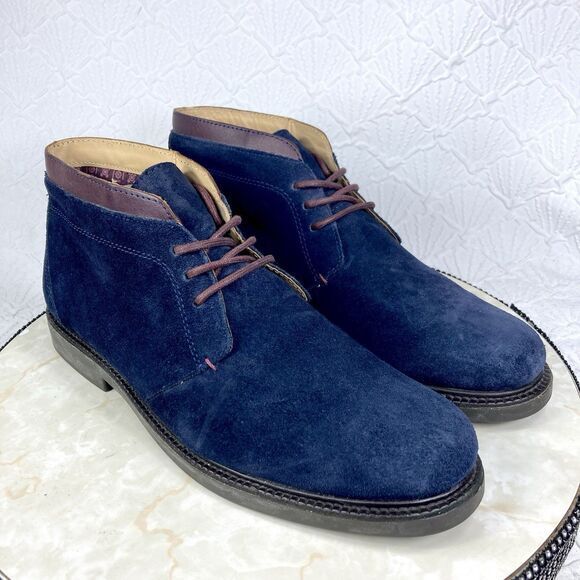 Sebago Chukka Boots Mens 9.5 Navy Blue Suede Leather Turner Lace Up Classic Shoe - Picture 2 of 13